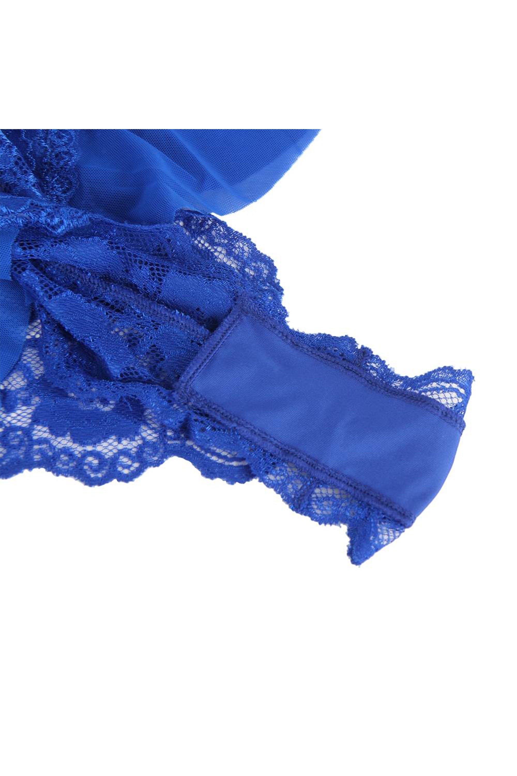 Ruffle Teddy With Satin Belt, Halter V Neckline Lingerie