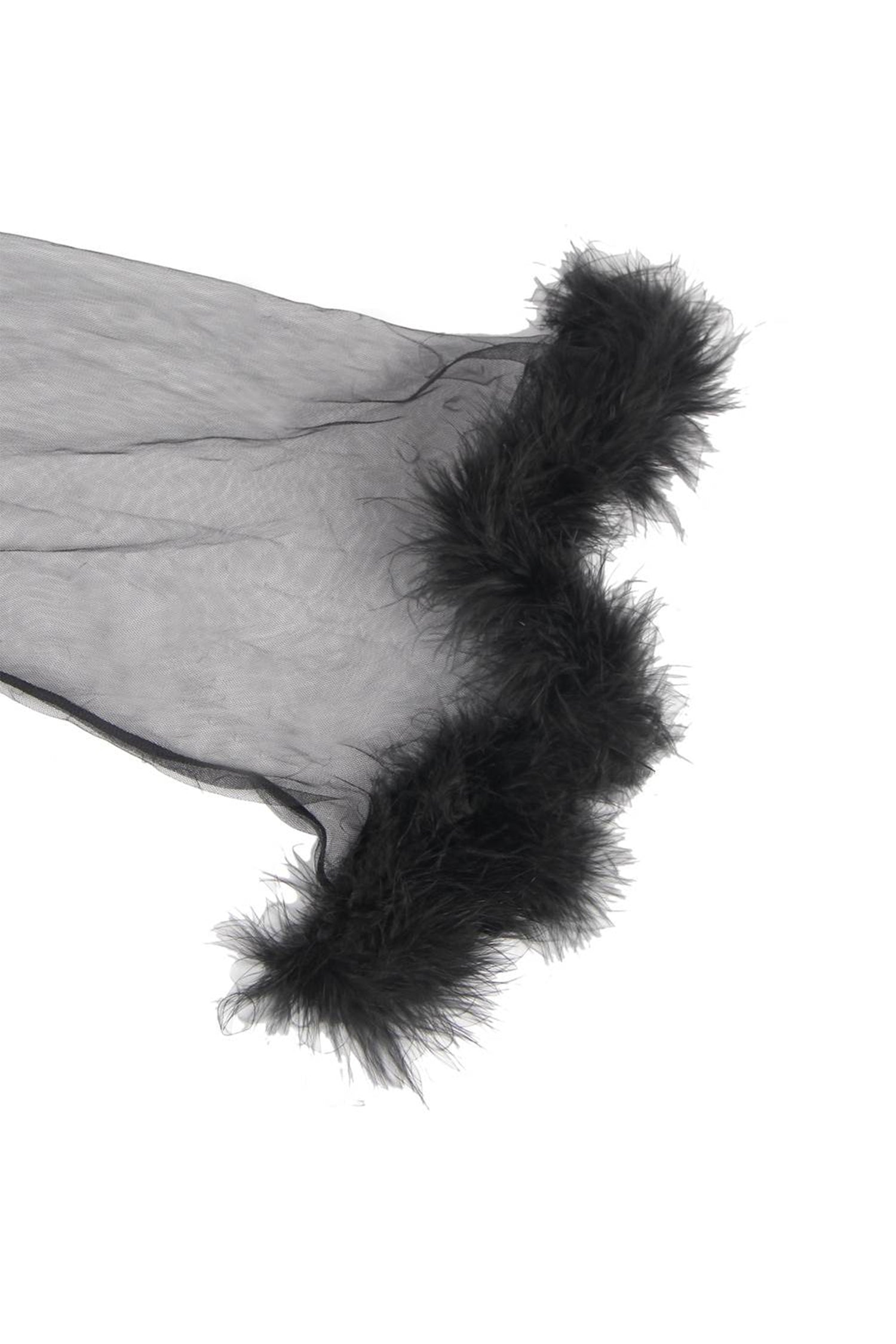 روب شيفون أطراف ريش مع حزام ساتان