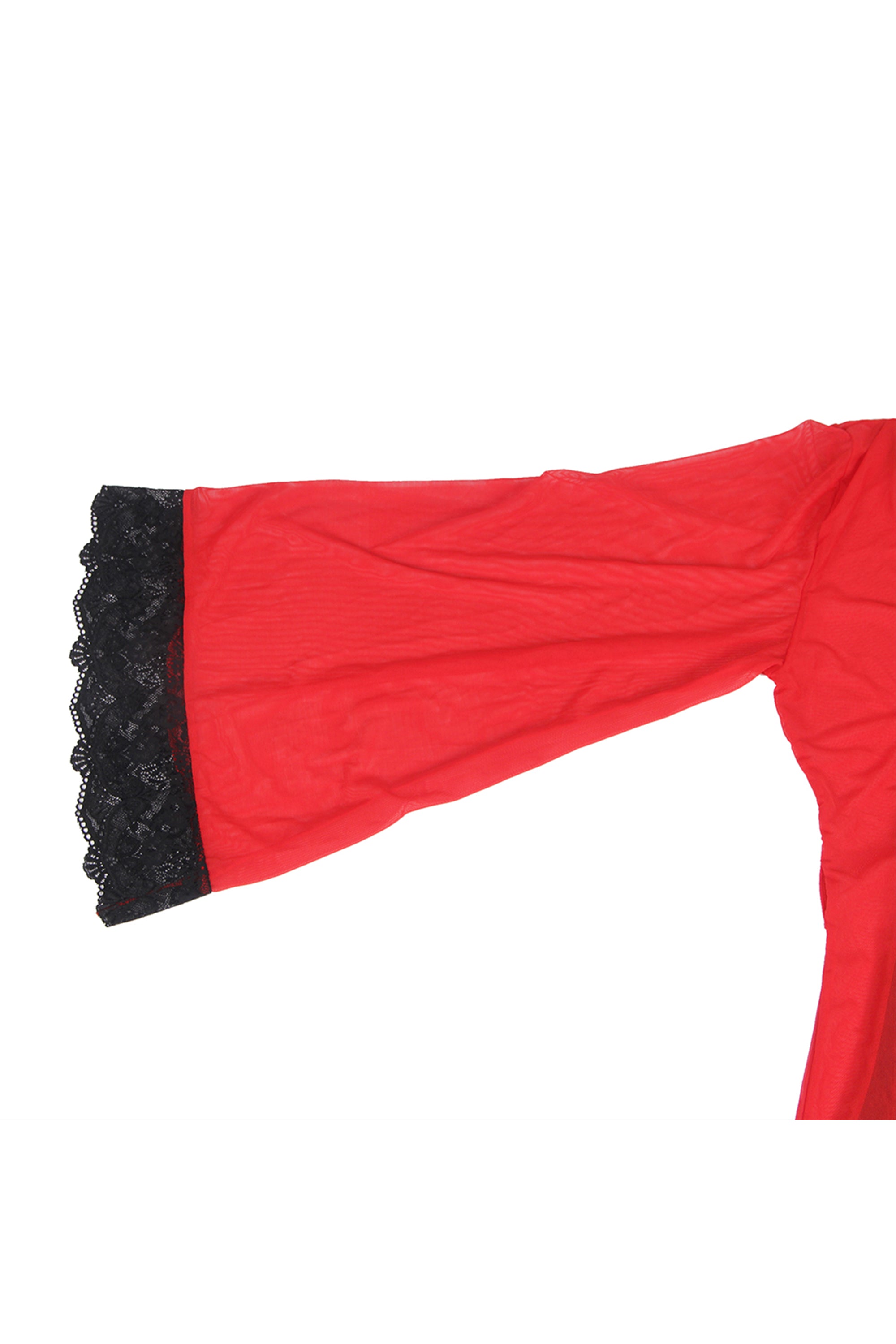 Sexy Long Sleeve Red Mesh Sleepwear With Belt