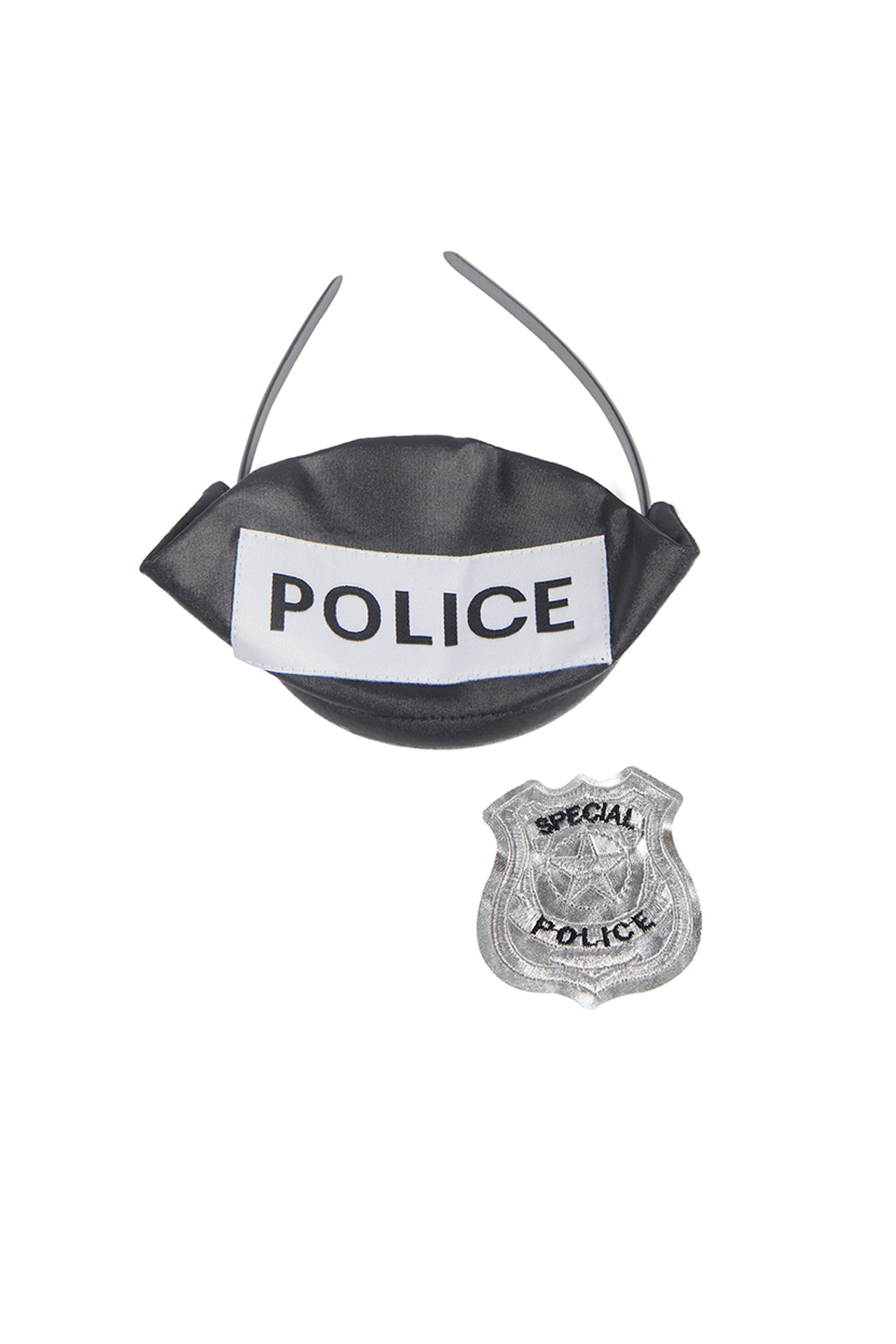 Zipper Front Hollow Out Adult Halloween Police Costume with Headwear