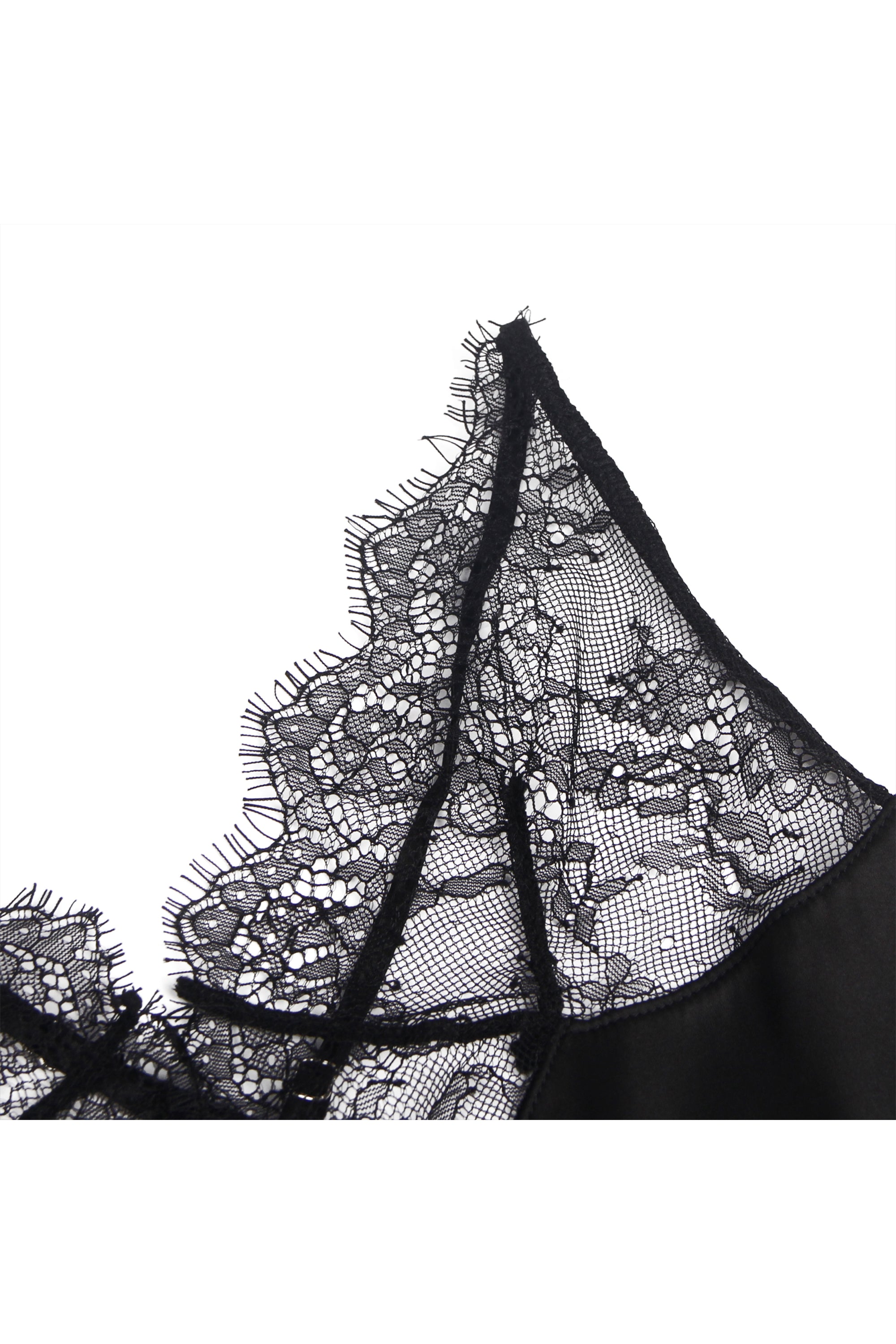 High-end Satin Lace Stitching Open Back Ladies Babydoll