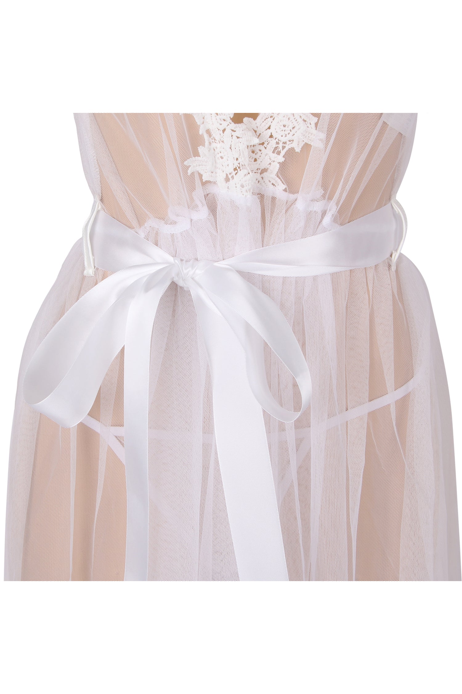 Translucent Bridal White, Long Robe with Long Sleeves
