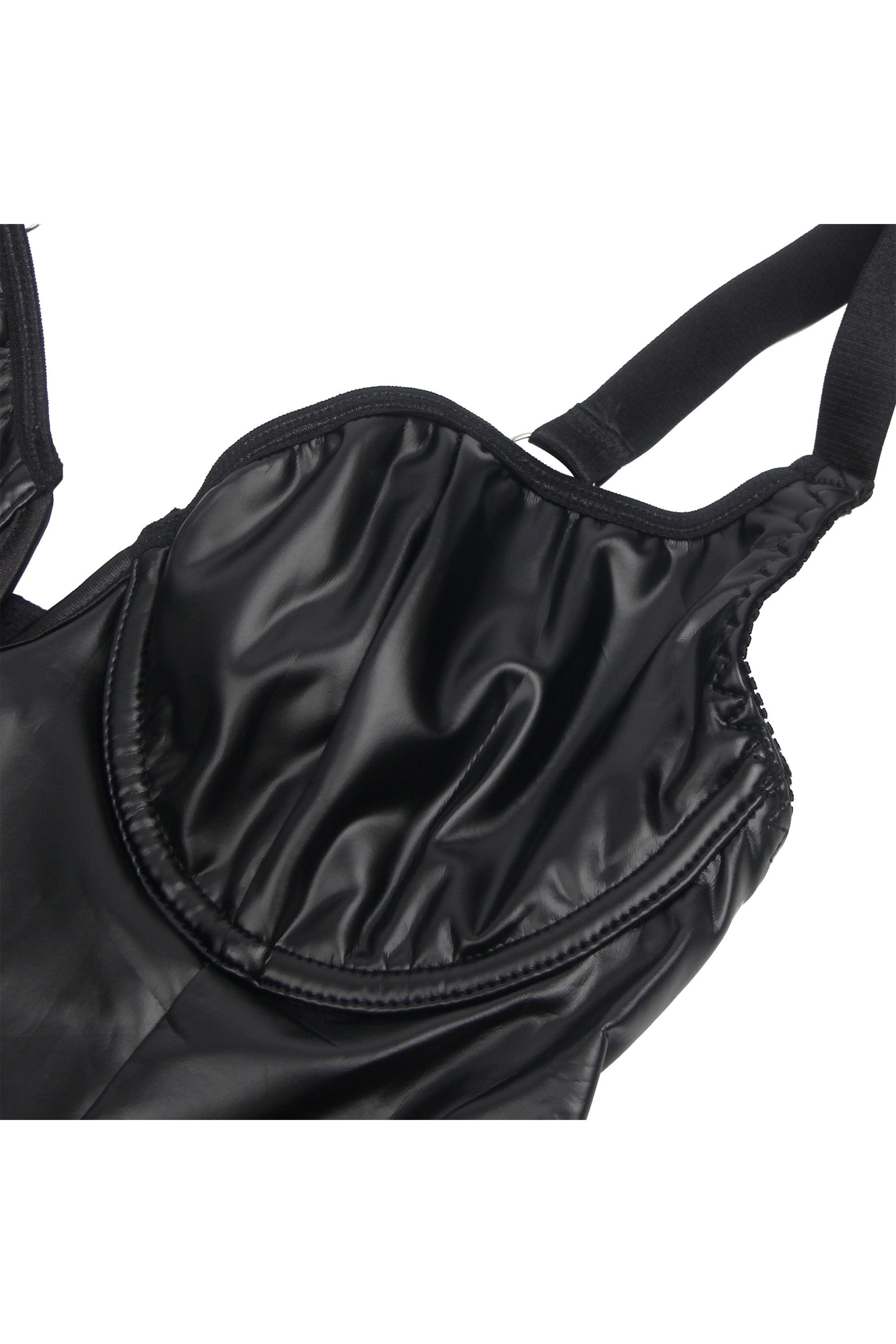 Black Faux Leather Mesh Maid Costume