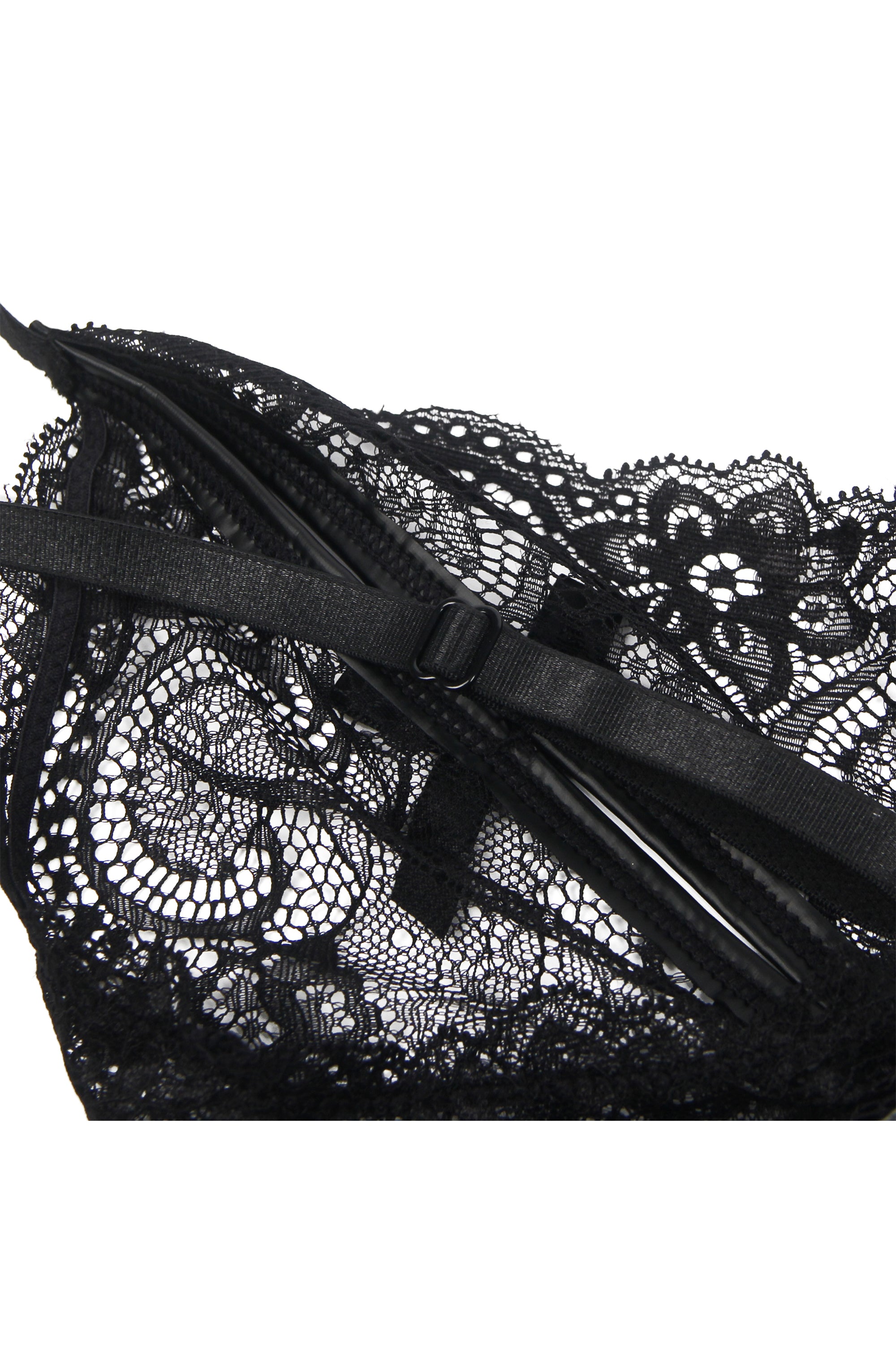 ملابس نوم للمتزوجات - بودي سوت جلد اسود مع سحاب من تحت