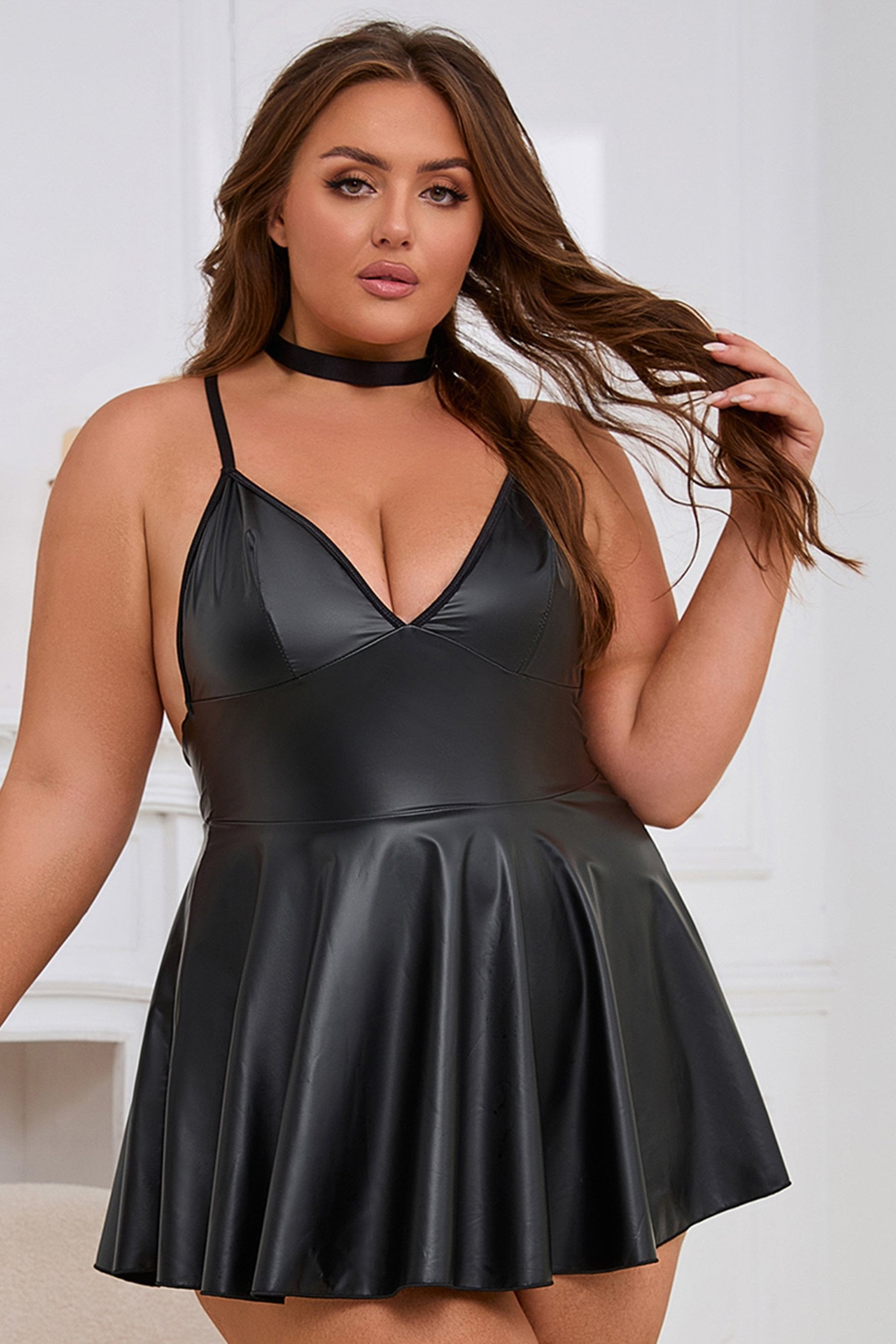 Dark Knightress Faux Leather Suspender Adult Halloween Costume