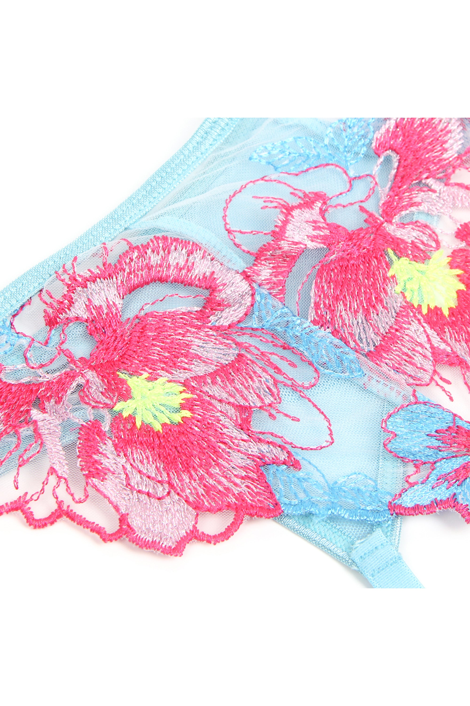 Floral Embroidery Underwire Garter Lingerie Set