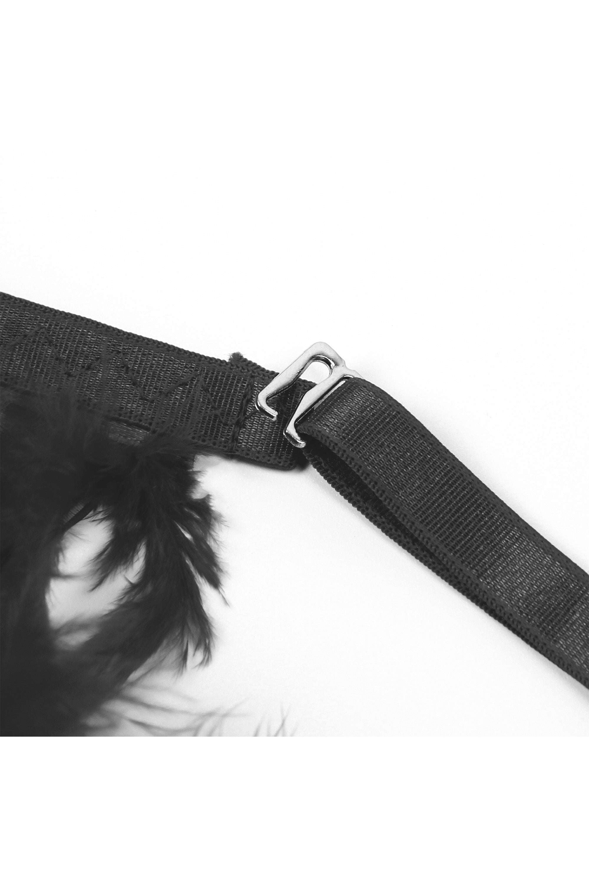 طقم بيبي دول لانجري نسائي دانتيل أسود مع شيفون نقشة تايغر مع سلاسل على الفتحات الجانبية