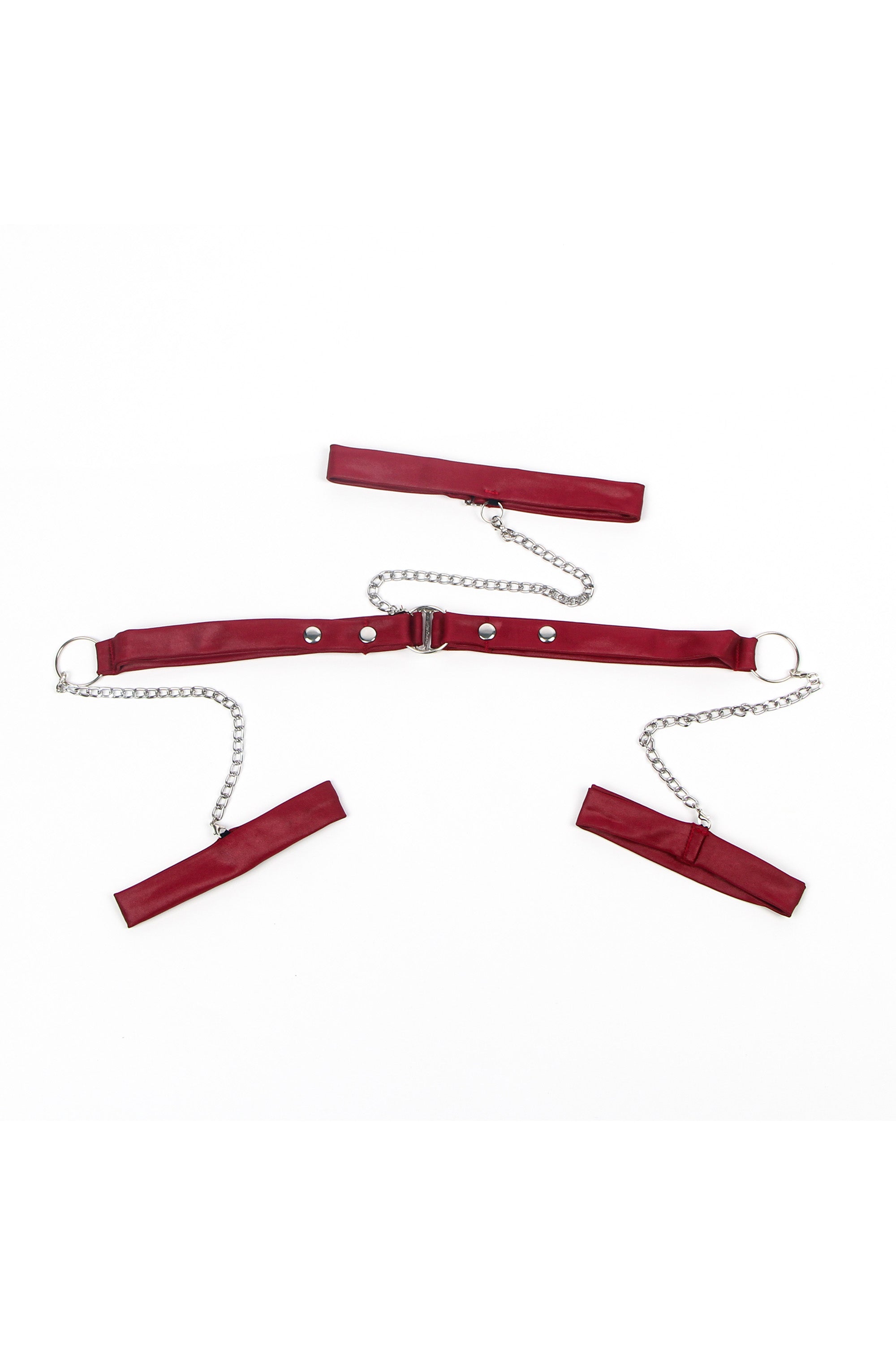 طقم بيبي دول لانجري نسائي أسود وأحمر مصمم من الشيفون والجلد الصناعي والدانتيل