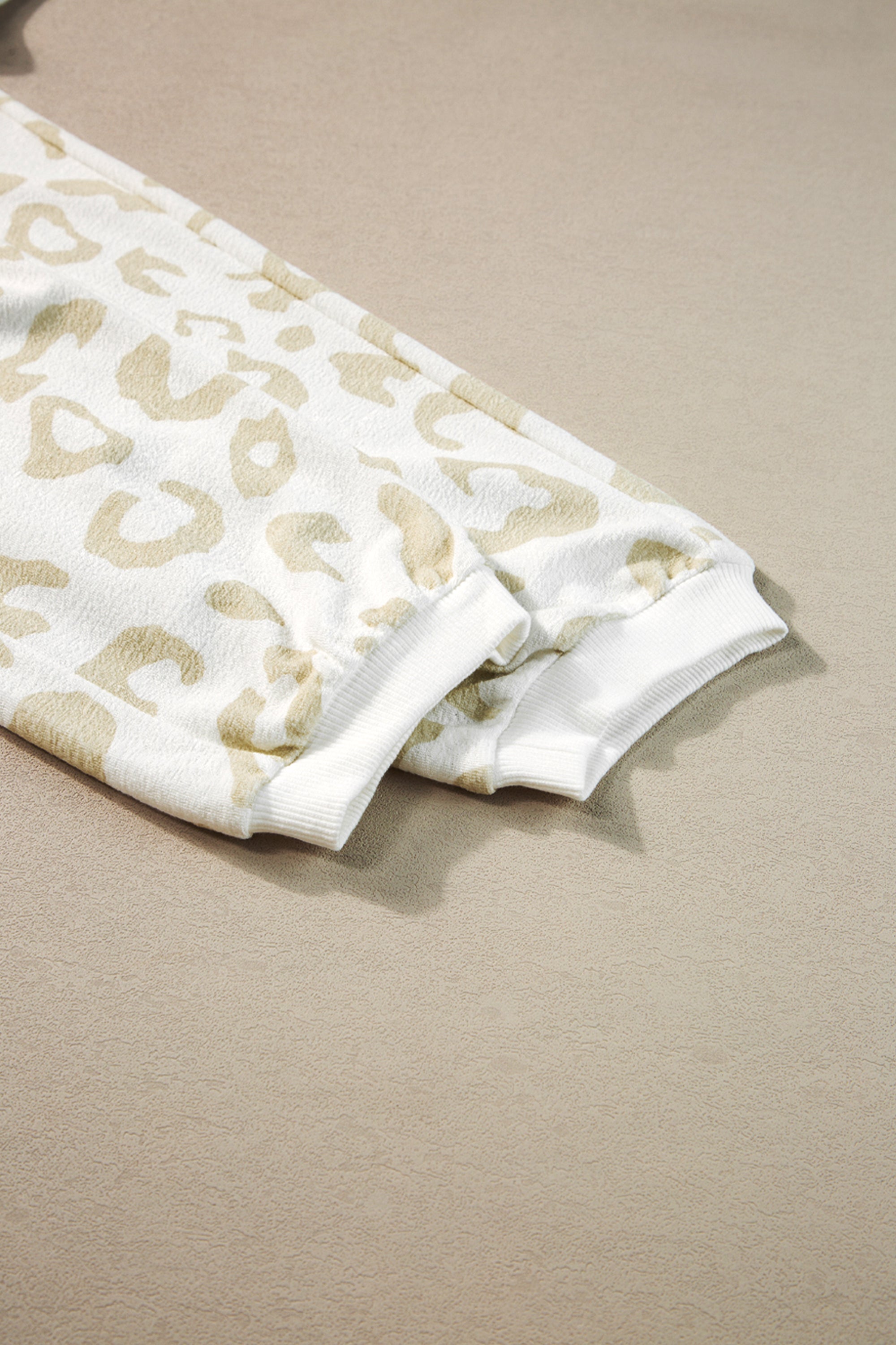 White Leopard Pullover and Drawstring Pants Lounge Set