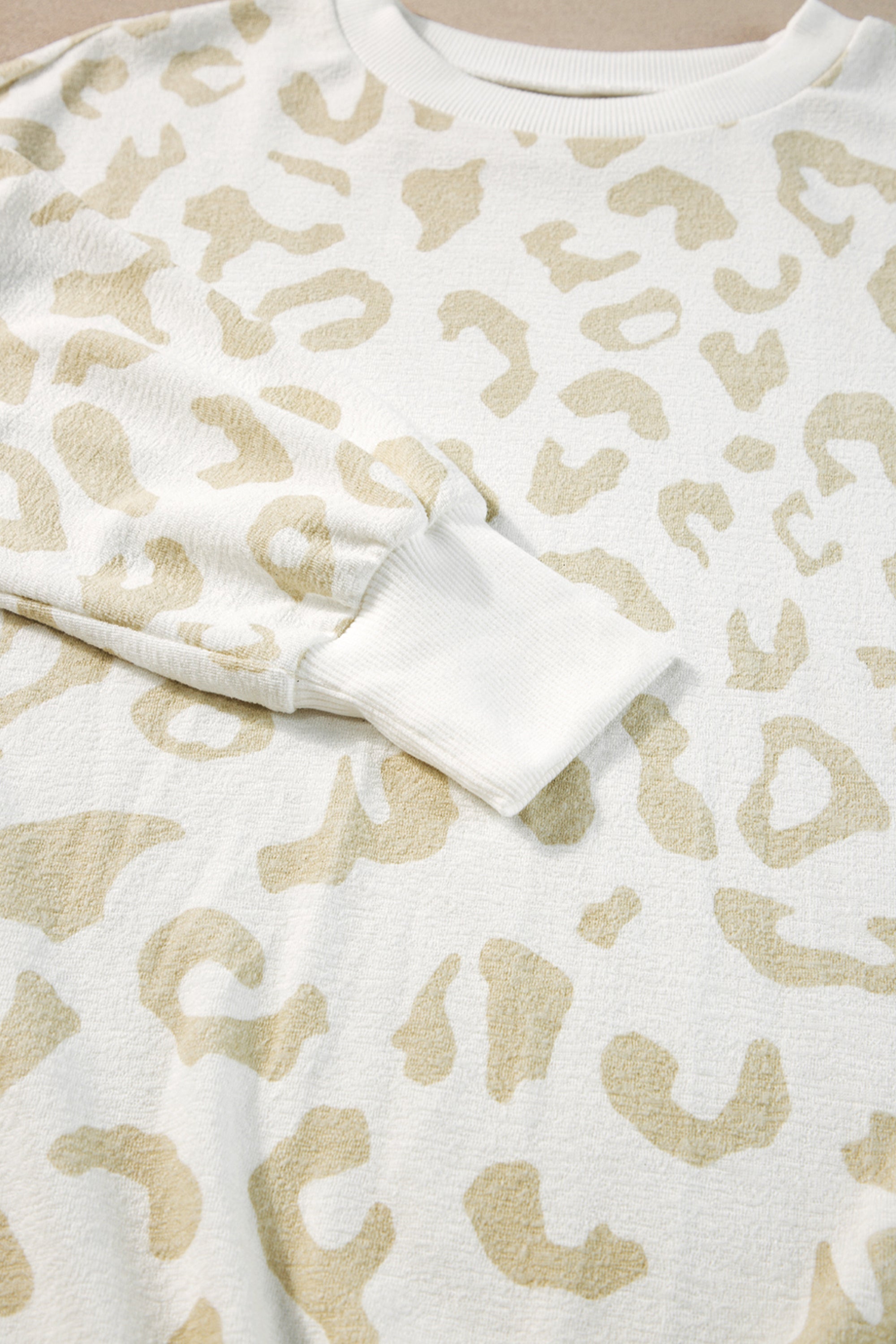 White Leopard Pullover and Drawstring Pants Lounge Set