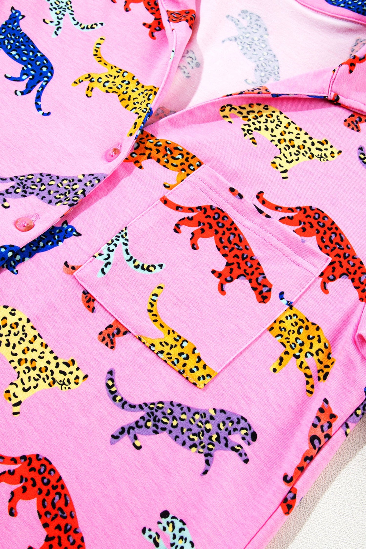 Pink Cheetah Print Shirt and Pants Pajama Set - Long Sleeve