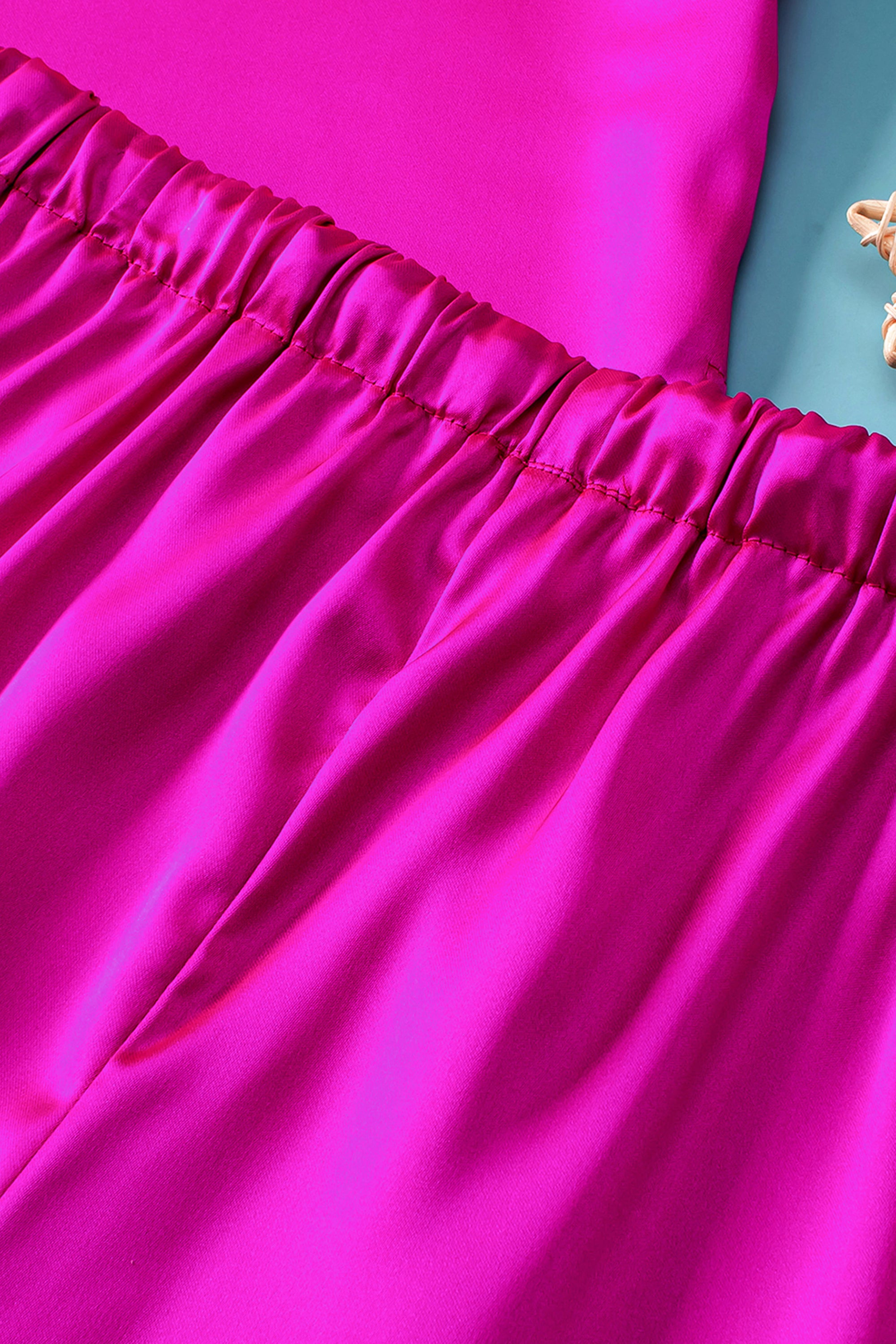 Bright Pink Satin Pajama Set