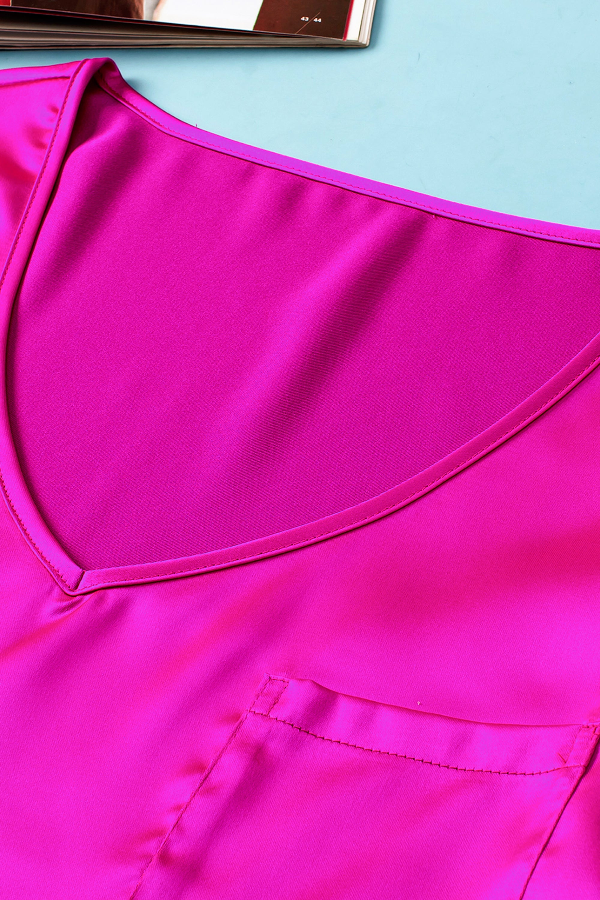 Bright Pink Satin Pajama Set