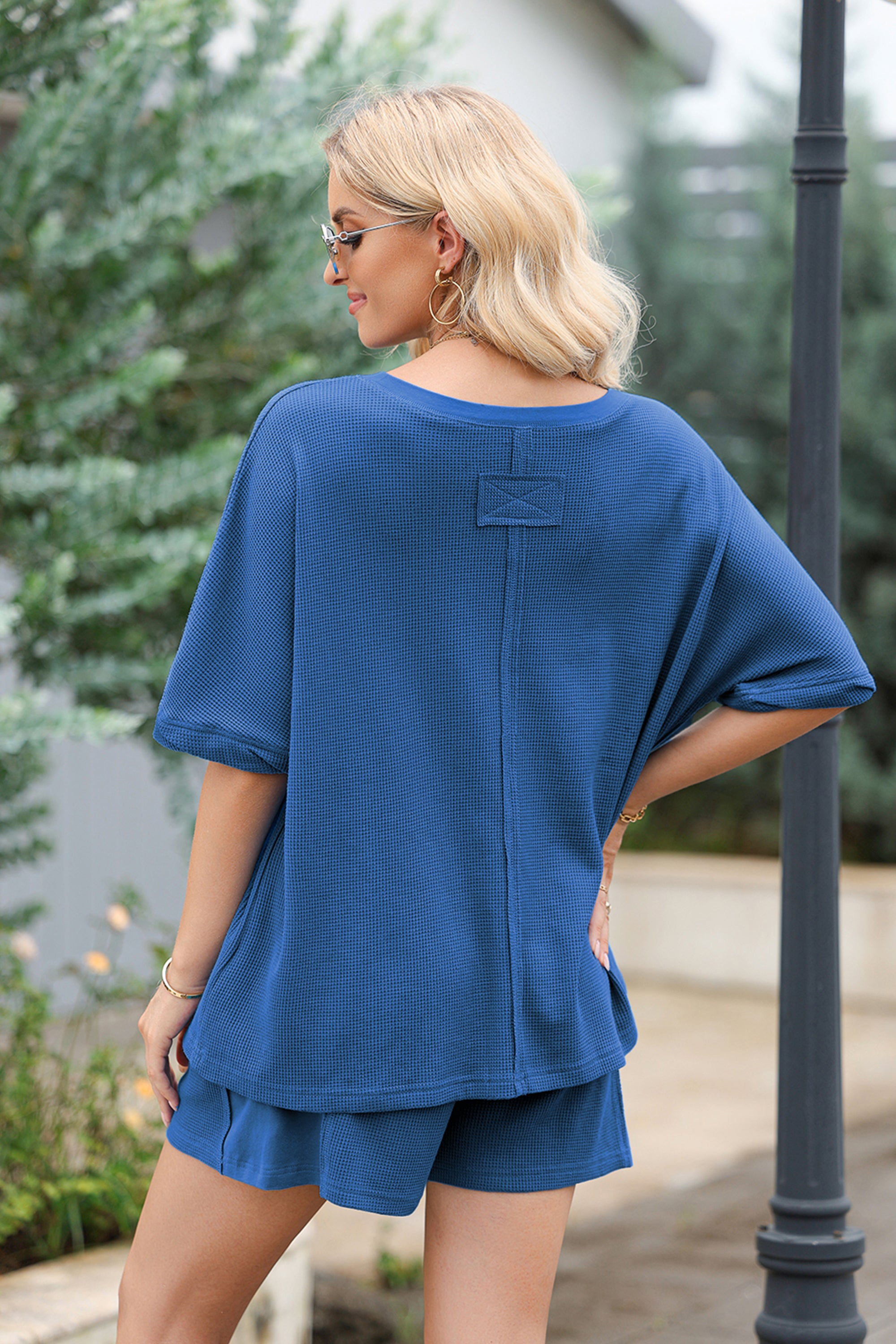 Waffle Knit Oversize Tee and Shorts Set