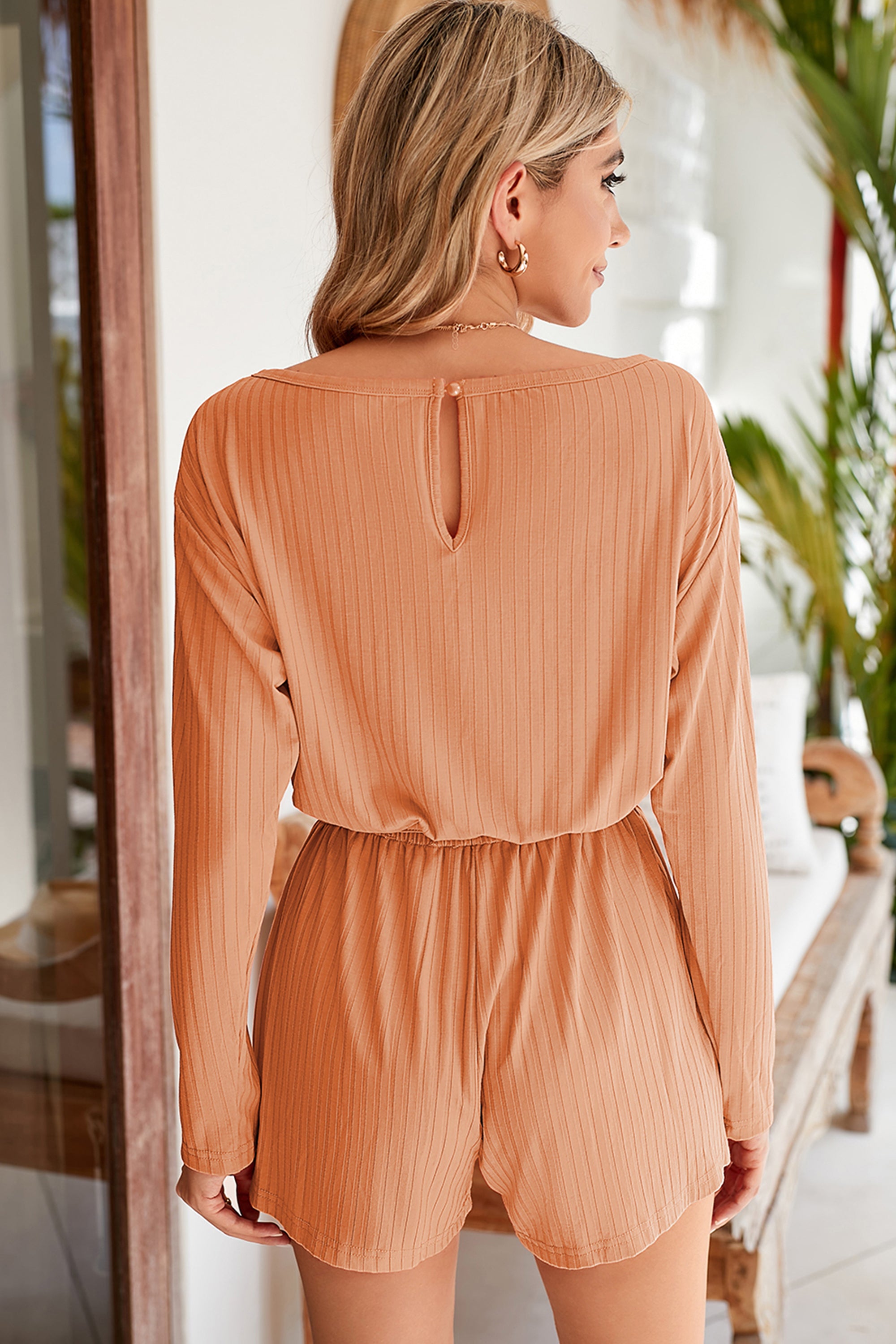 Orange Ribbed Romper