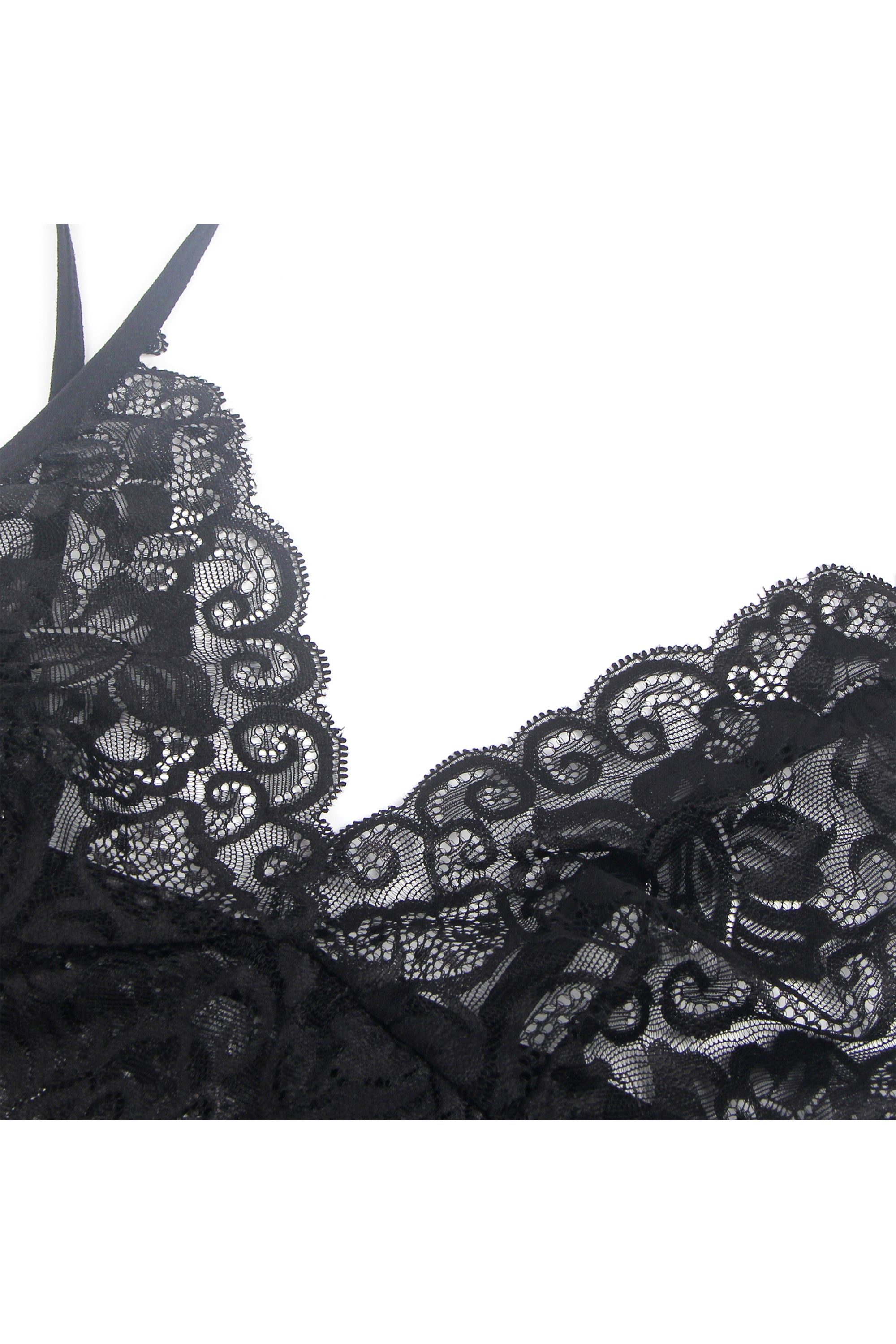 طقم بيبي دول لانجري نسائي دانتيل أسود مع شيفون نقشة تايغر مع سلاسل على الفتحات الجانبية