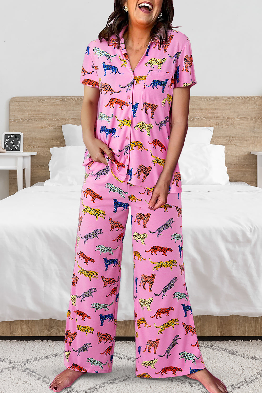Cheetah Print Short Sleeve Pyjama Set